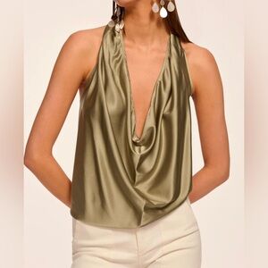 Ramy Brook New York Silk Green Draped Halter Tank Top Sz Small $325